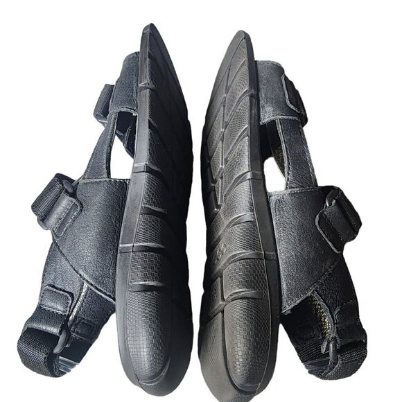 ECCO Sandals Genuine Leather Adjustable Comfortable Black Big Kids 3.5 US - Picture 6 of 11